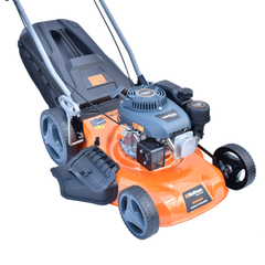 Masina de tuns gazon pe benzina Wolfson WFS4600 autopropulsata, 4 CP, 150 CC, 46 cm, cos 61 L, 7 trepte taiere, mulcire si evacuare laterala