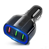 Adaptor Bricheta Auto 3 porturi USB qc 3.0 12-24v negru