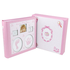 Album foto Baby Personalizabil 200 poze 10-15 cu Amprente Bebelus cutie - Roz