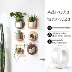 Banda dublu adeziva nano tape transparenta reutilizabila rola 30 mm x 3 m grosime 1 mm