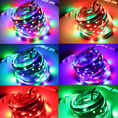 Banda led rgb 12v fle-ibila lungime 5 m ip65 cu telecomanda autoadeziva