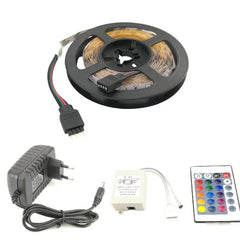 Banda led rgb 12v fle-ibila lungime 5 m ip65 cu telecomanda autoadeziva