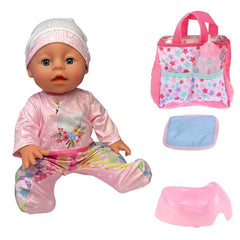 Bebelus interactiv care Bea apa si Face pipi cu 6 Accesorii Biberon si Olita 35 cm