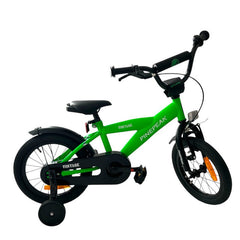 Bicicleta 14 inch roti ajutatoare detasabile cadru otel 21.5 cm manere cauciucate ghidonsa reglabile verde