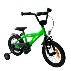 Bicicleta 14 inch roti ajutatoare detasabile cadru otel 21.5 cm manere cauciucate ghidonsa reglabile verde