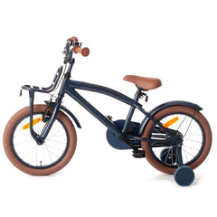 Bicicleta 16 inch cool boy cadru otel 26 cm frana v-brake suport frontal 2 roti ajutatoare far bleumarin