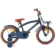 Bicicleta 16 inch cool boy cadru otel 26 cm frana v-brake suport frontal 2 roti ajutatoare far bleumarin