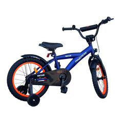 Bicicleta 16 inch roti ajutatoare cadru otel 23 cm ghidon reglabil frane fata v-brake albastruportocaliu