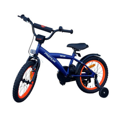 Bicicleta 16 inch roti ajutatoare cadru otel 23 cm ghidon reglabil frane fata v-brake albastruportocaliu