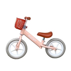 Bicicleta fara pedale pentru copii de echilibru reglabila pe inaltime roti 11 inch cos depozitare roz