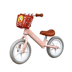 Bicicleta fara pedale pentru copii de echilibru reglabila pe inaltime roti 11 inch cos depozitare roz
