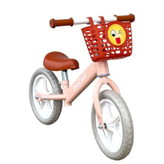 Bicicleta fara pedale pentru copii de echilibru reglabila pe inaltime roti 11 inch cos depozitare roz