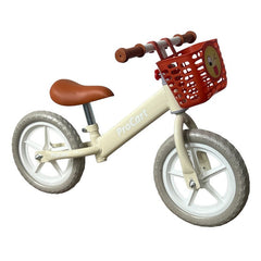 Bicicleta fara pedale pentru copii roti 11 inch spuma eva scaun si ghidon reglabile cos depozitare crem