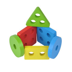 Blocuri din lemn forme Geometrice 4 coloane Multicolor