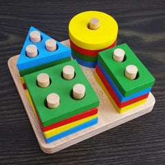 Blocuri din lemn forme Geometrice 4 coloane Multicolor