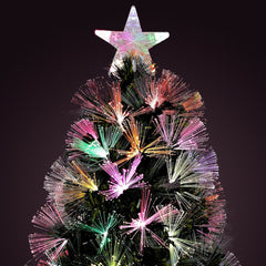 Brad artificial de Craciun cu fibra optica lunga ramuri flexibile 210 cm suport inclus