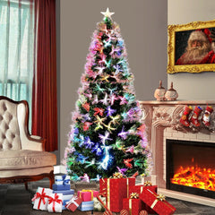 Brad artificial de Craciun cu fibra optica lunga ramuri flexibile 210 cm suport inclus