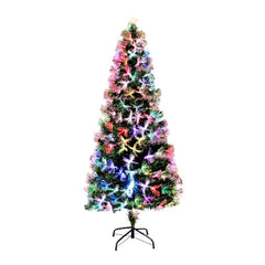 Brad artificial de Craciun cu fibra optica lunga ramuri flexibile 210 cm suport inclus