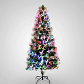 Brad artificial de Craciun Fibra optica Multicolora inaltime 180 cm suport metalic