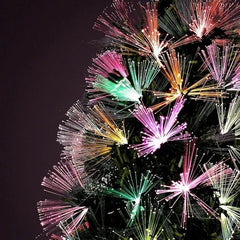 Brad artificial de Craciun Fibra optica Multicolora inaltime 180 cm suport metalic