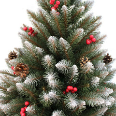 Brad de craciun artificial conuri de brad si fructe rosii cherry tree 180 cm aspect nins