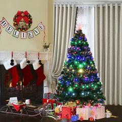 Brad de Craciun artificial iluminat cu fibra optica si led-uri 180 cm Suport metalic inclus