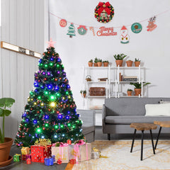 Brad de Craciun artificial iluminat cu fibra optica si led-uri 180 cm Suport metalic inclus