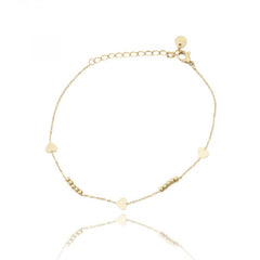 Bratara pentru picior Little Heart din otel placata cu aur