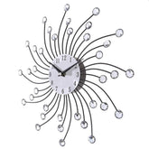 Ceas de perete cu cristale 50 cm mecanism quartz cifre arabe argintiu