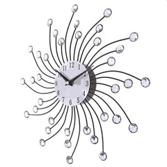 Ceas de perete cu cristale 50 cm mecanism quartz cifre arabe argintiu