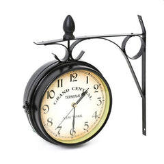 Ceas de perete new york grand central 2 fete metalic diametru 19.5 cm stil retro