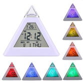 Ceas digital cu alarma forma piramida led multicolor 8 melodii temperatura ora si data