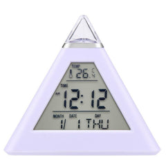 Ceas digital cu alarma forma piramida led multicolor 8 melodii temperatura ora si data
