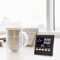 Ceas digital multifunctional de birou control vocal functie statie meteo ecran lcd calendar alarma