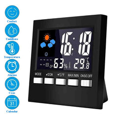 Ceas digital multifunctional de birou control vocal functie statie meteo ecran lcd calendar alarma