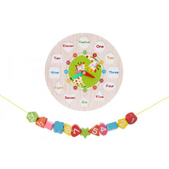 Ceas din lemn 12 piese puzzle - Invatam ceasul