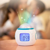 Ceas led desteptator proiector stele calendar termometru 10 melodii alb
