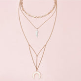 Colier cu pana si semiluna cu 3 straturi