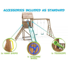 Complex de joaca cu 2 leagane si tobogan verde 2.9 m Dunster House