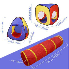 Cort de joaca pentru copii 3 in 1 pliabil tunel legatura 300x80x86 cm poliester geanta transport