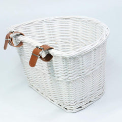 Cos frontal pentru bicicleta prindere curele 21x36x24 cm detasabil ratan alb