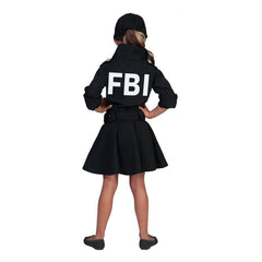 Costum fetite Ofiter FBI din 3 piese rochie curea palarie marime 116