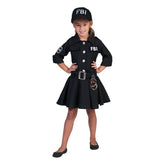 Costum ofiter FBI fetite din 3 piese rochie curea palarie marime 140