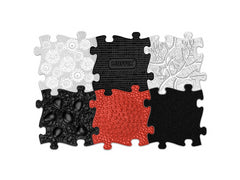 Covoras ortopedic Senzorial Puzzle Set Rosu si Negru pentru bebelusi Muffik