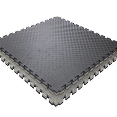 Covoras tip puzzle xxl spuma eva 100x100 cm grosime 2 cm antiderapant bicolor culoare produs negru-gri