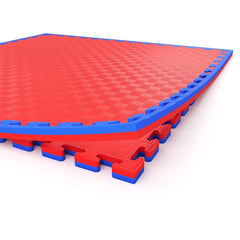 Covoras tip puzzle xxl spuma eva 100x100 cm grosime 2 cm antiderapant bicolor culoare produs rosu-albastru