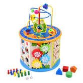 Cub Activitati Educative Copii Montessori 8 in 1 Ceas Labirinturi Abac Forme Geometrice