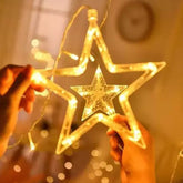 Decoratiune led forma stea pentru fereastra lumina alb calda alimentare baterii 19 x 1 x 19 cm