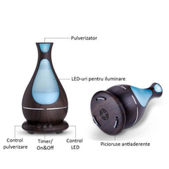 Difuzor ultrasunete Aromaterapie 400 ml cu Temporizator iluminat LED