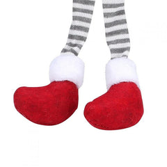 Elf de jucarie 50 cm figurina decorativa craciun material textil rosu si gri